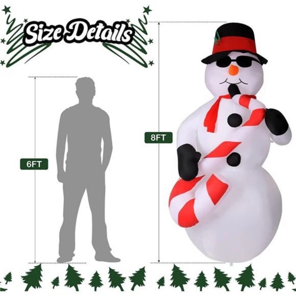 8 FT Christmas Inflatable Snowman with Playing Saxophone  Christmas Decoration - Picture 8 of 8